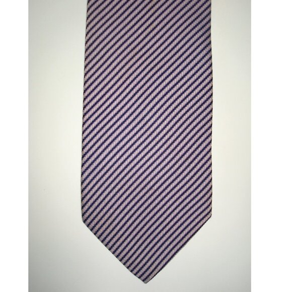New! BETTINI Lavender Purple & Blue Textured Diagonal Striped Silk Tie - Picture 4 of 6
